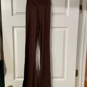 aerie Offline Crossover Flare Yoga Pants in Brown